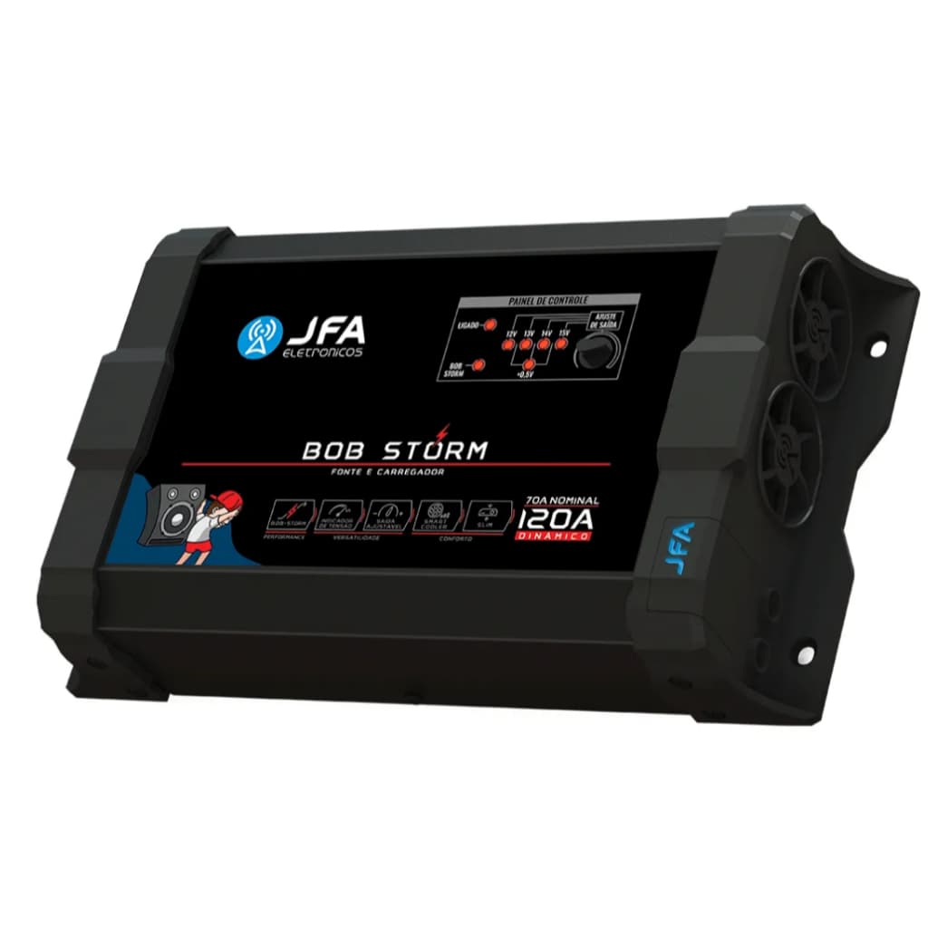 FONTE BOB CARREGADOR DE BATERIA JFA 120A CAIXA BOB STORM 12V