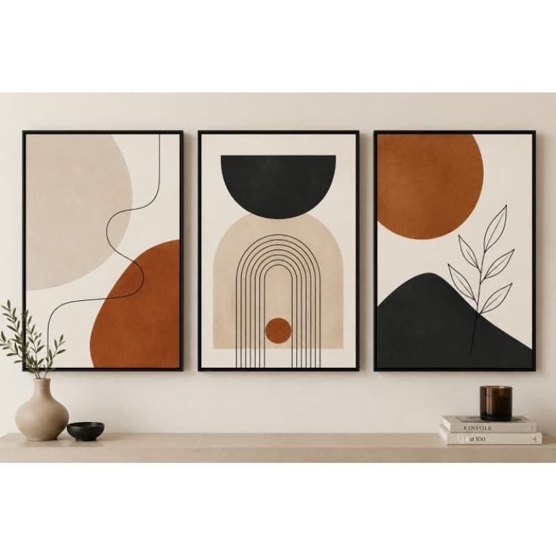 Quadro decorativo minimalista linhas geométricas boho