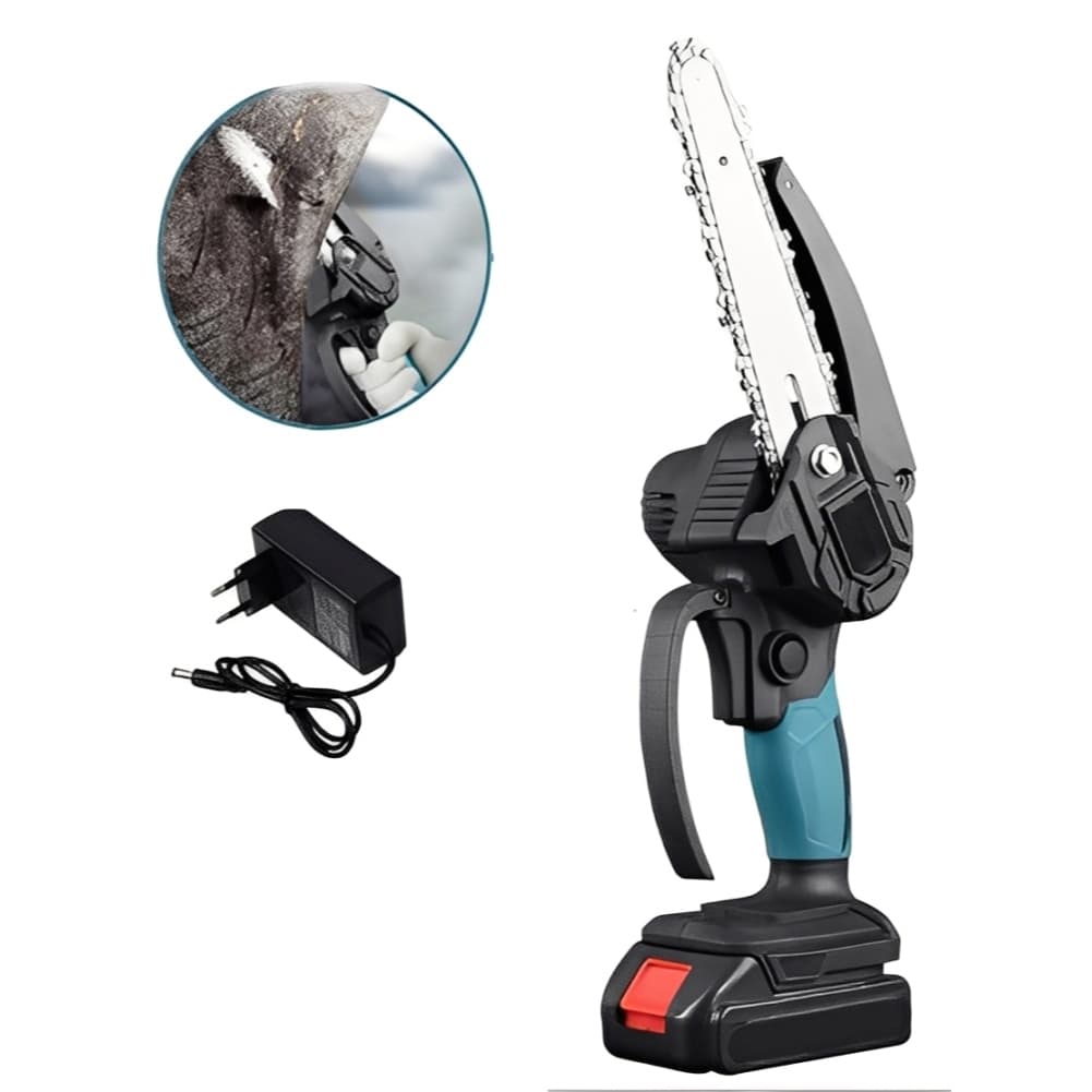 Moto Serra Elétrica Portátil Bivolt Com Bateria 48v Motosserra 6 Polegadas