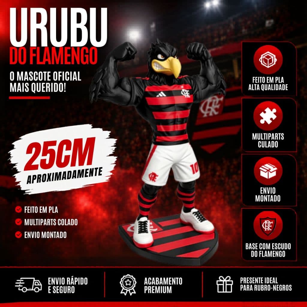 Estátua Colecionável Mascote do Flamengo 25Cm – Peça Premium para Colecionadores Rubro-Negros