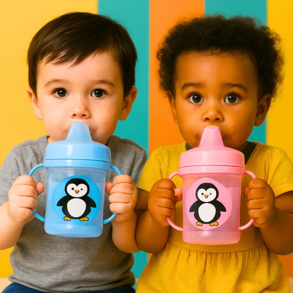 Copo Treinamento Transição Bebê Bico Alça 220ml Infantil Rosa Azul