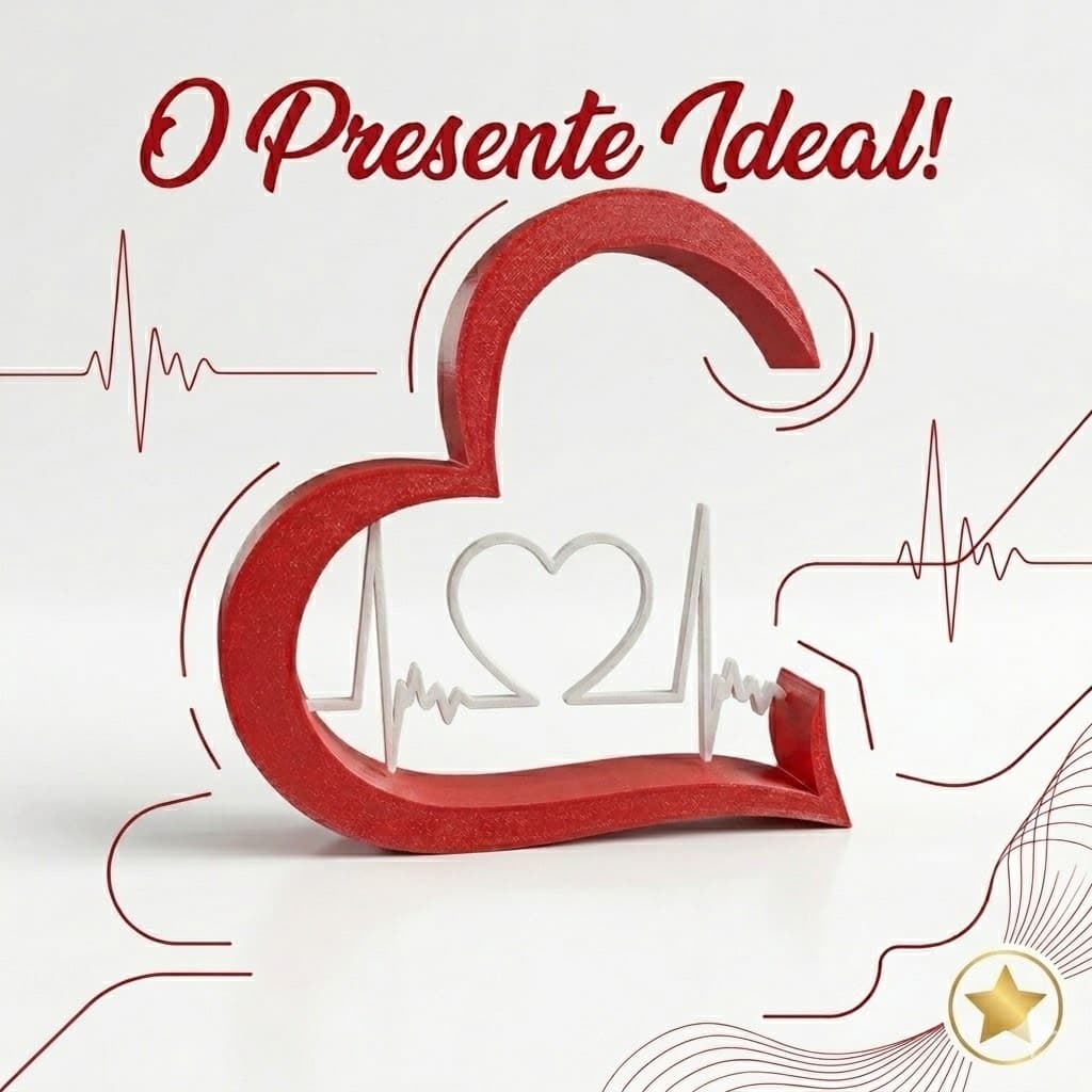 Escultura Coração Decorativo Batimentos – Presente Criativo Dia dos Namorados