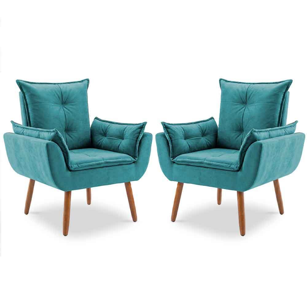Kit 02 Poltronas Recepção Consultório Suede Tiffany