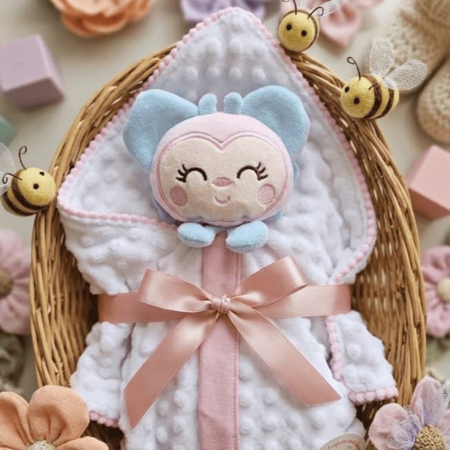 Naninha de Borboleta Personalizada com Nome do Bebê – Super Macia, Porta Chupeta, Enxoval Premium
