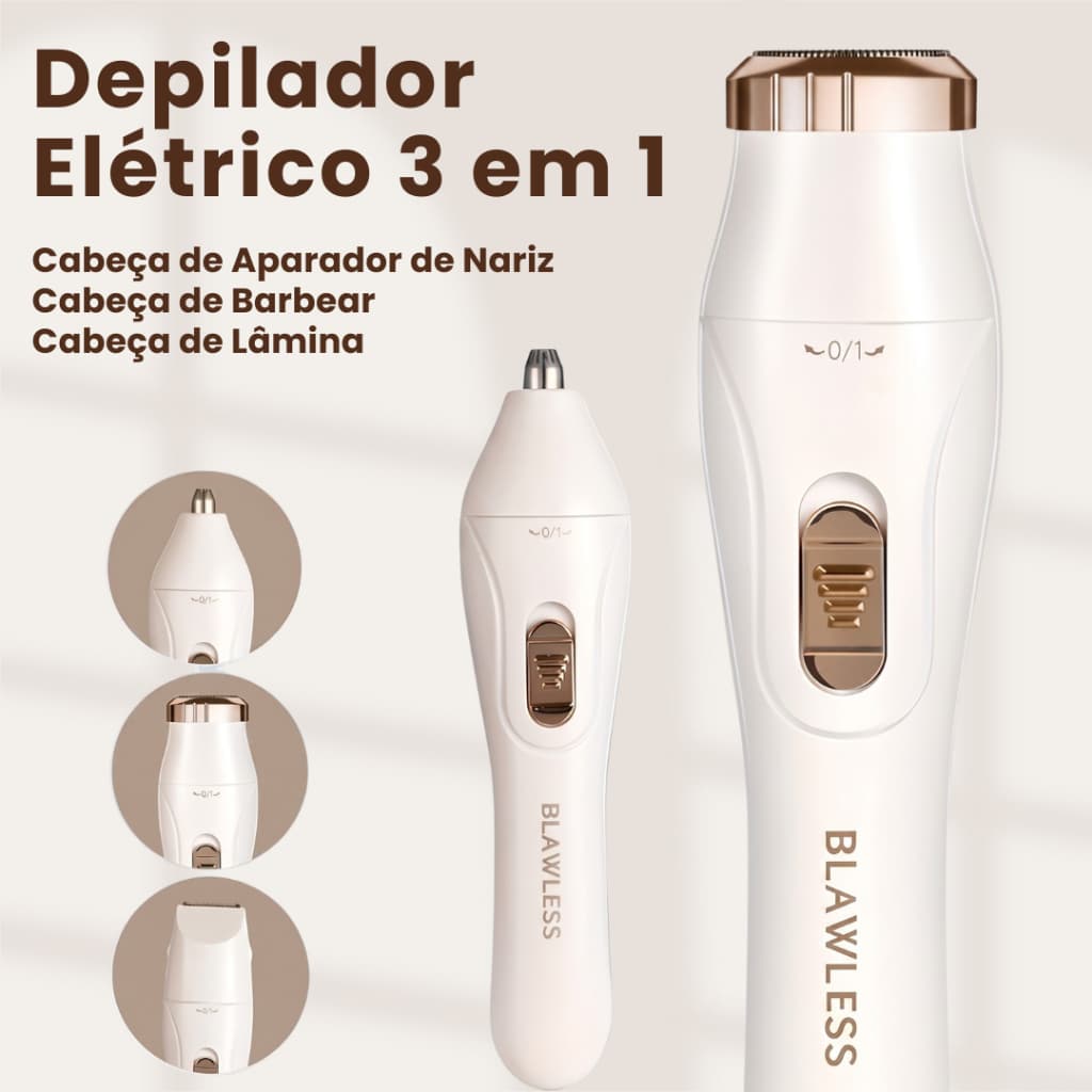 Depilador Elétrico Feminino 3 em 1 Recarregável Multifuncional
