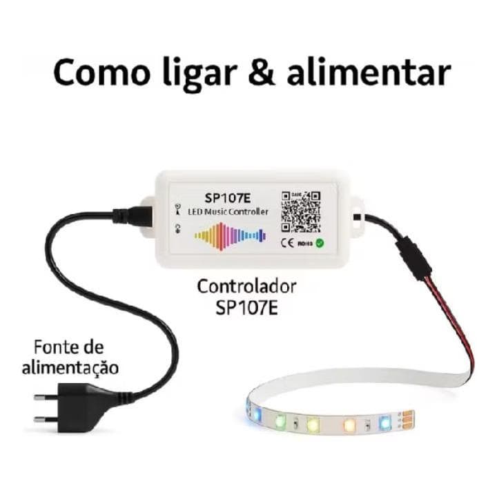 Controlador Bluetooth SP107E adequado para faixa de luz LED RGB WS2811/WS2812 controle música progra