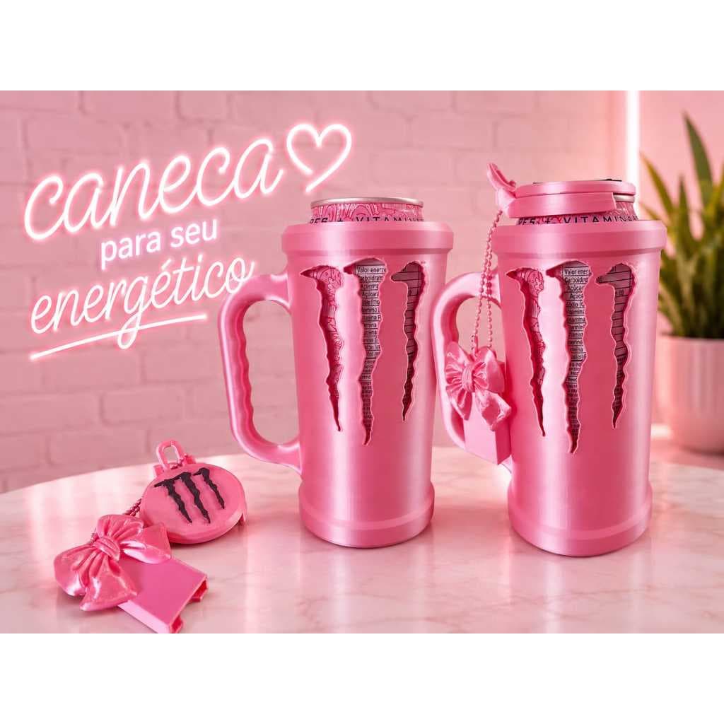 Caneca para lata de energetico rosa