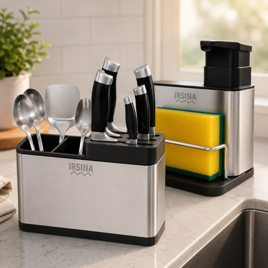 Kit Escorredor De Talheres Com Faqueiro e Porta Detergente para Pia de Cozinha