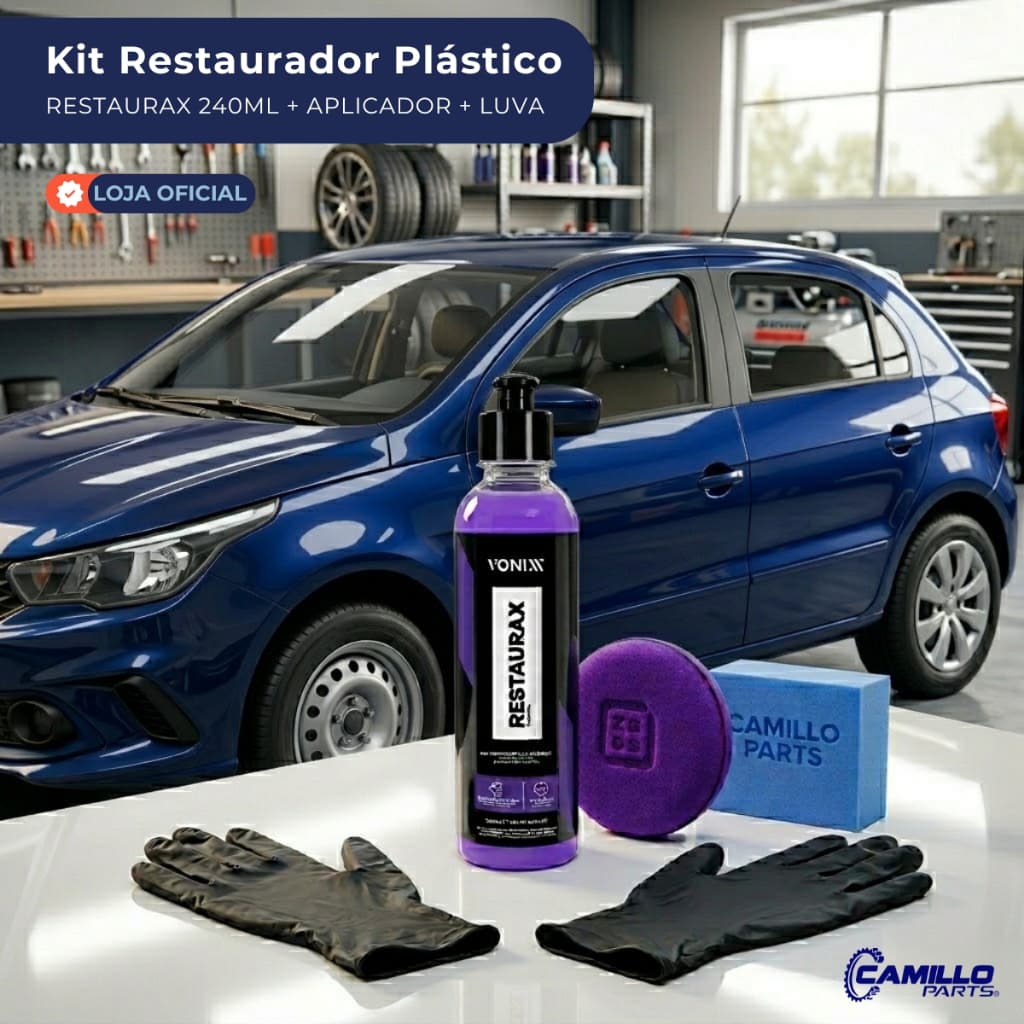 Kit Restaurador Plástico Vonixx Restaurax 240ml Com Aplicador Luva Automotiva Carro