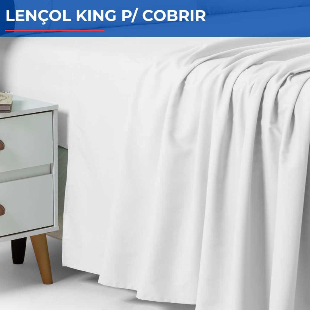 Lençol King Avulso Para Cobrir Micropercal 600 Fios Toque Acetinado Varias Cores