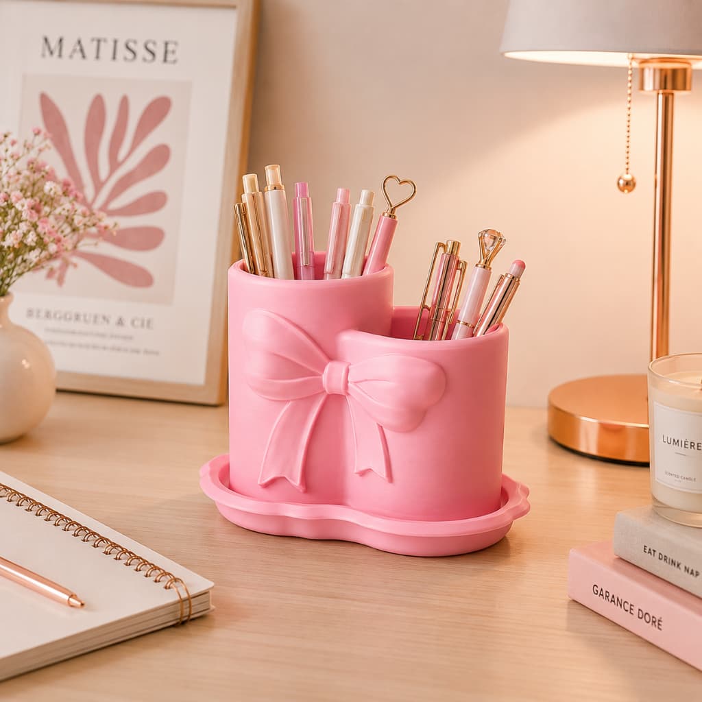 Suporte Pincel de Maquiagem Canetas Marca Texto Organizador de Mesa Penteadeira Escrivaninha Premium
