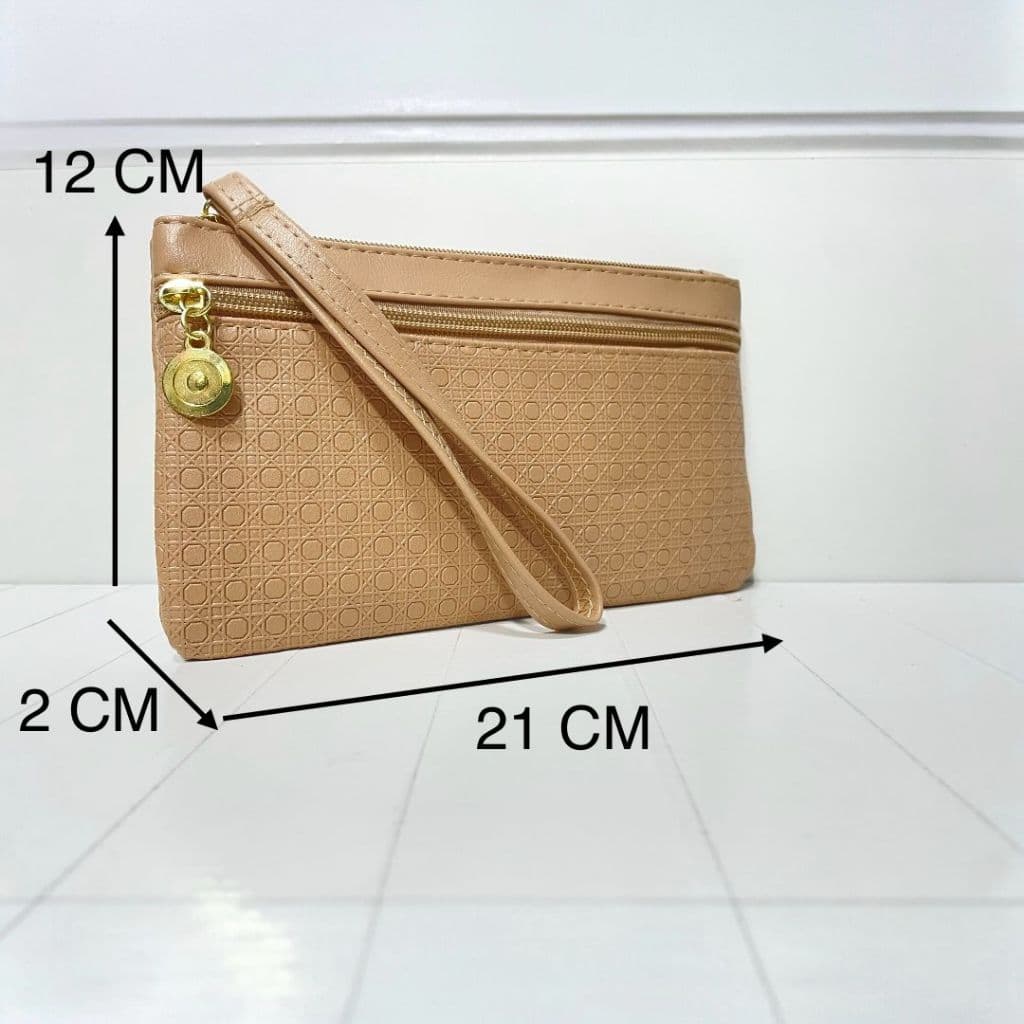 Bolsinha  carteira  de 2 zíper com alça de mão.