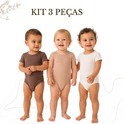 Kit 3 Peças Body  Ribana Alta Qualidade Bory Bebe