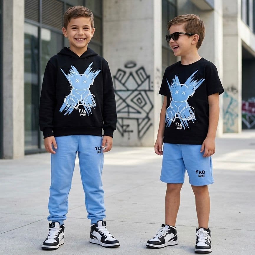 Kit 2 Conjuntos Infantil de menino roupa de verão + roupa de inverno do 2 ao 14 anos