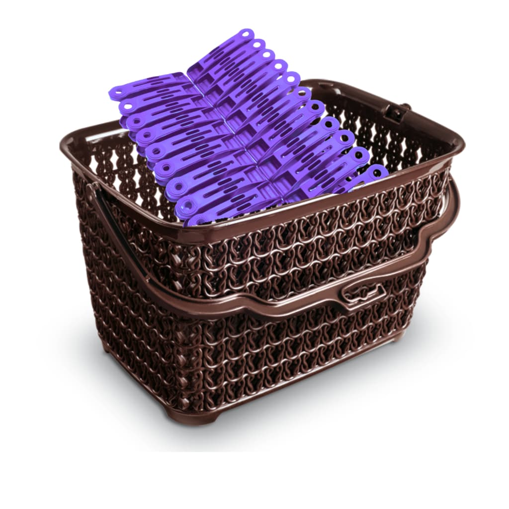 Kit Cesto + 36 Grampos para Roupas Cesto com Alça Multiuso + Prendedores de Varal