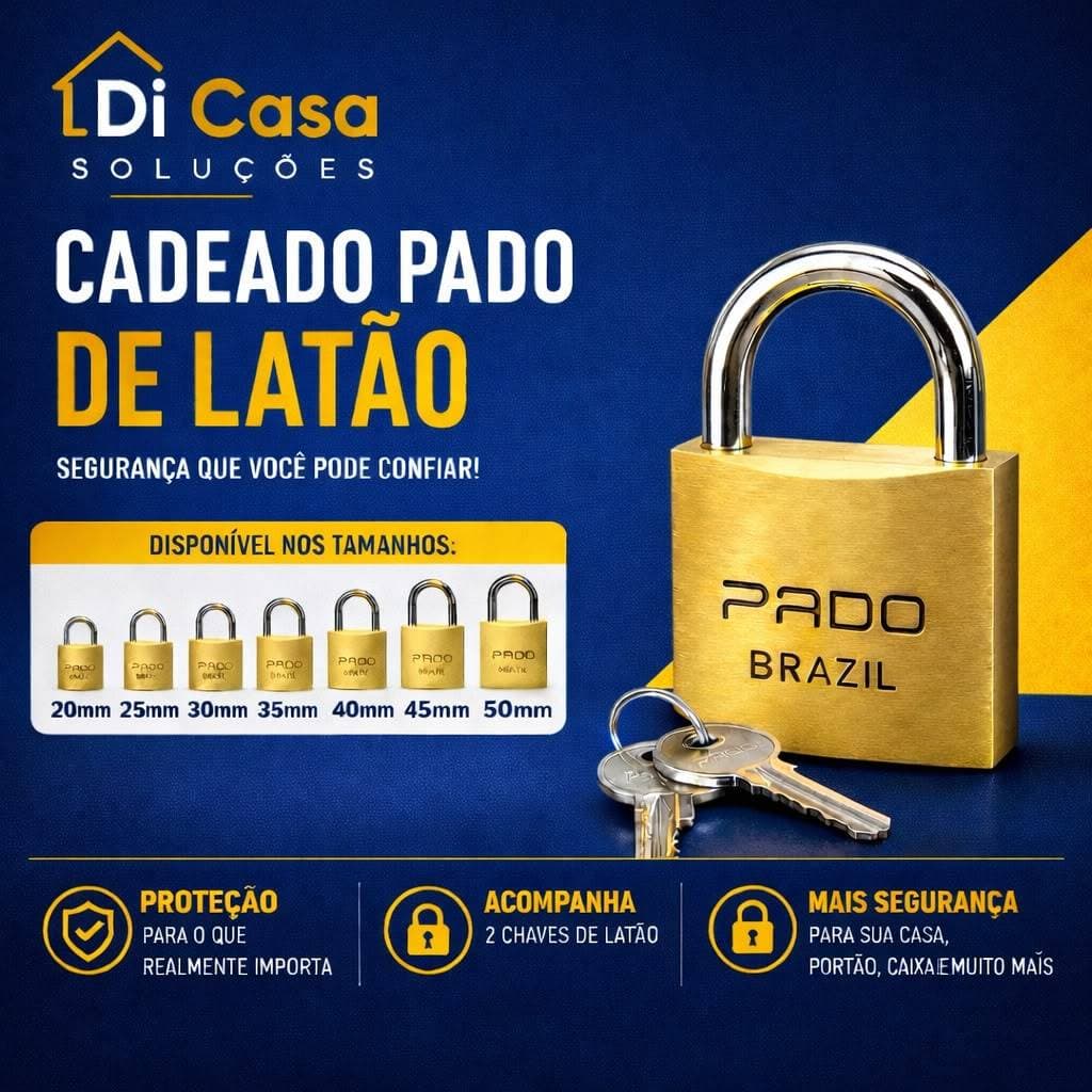 Cadeado Pado Latão Maçiço com Duas Chaves