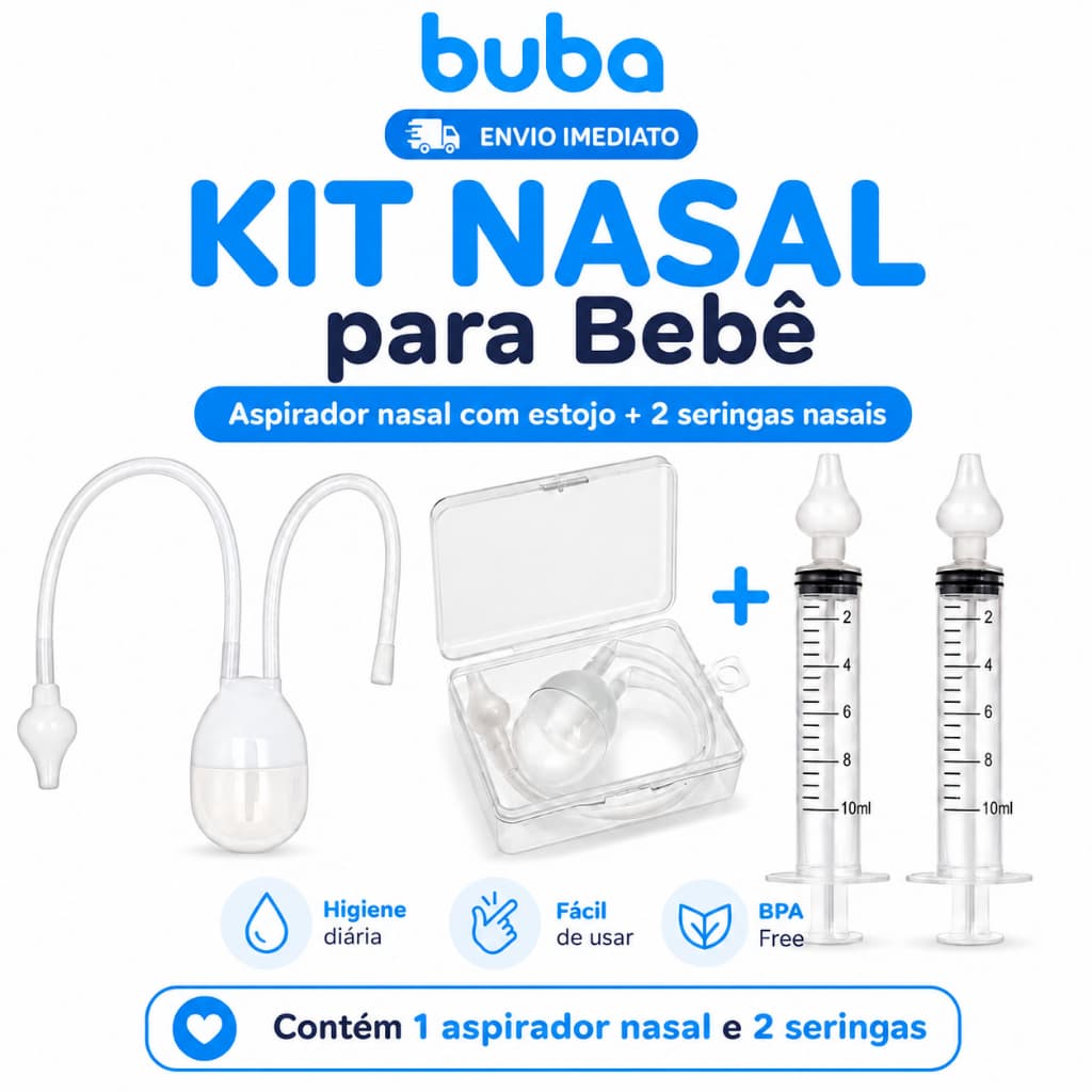 Kit Nasal para Bebê – Aspirador Nasal com Estojo + Seringa Nasal Buba