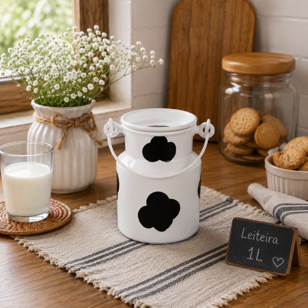 KIT 15 Leiteiras de Alumínio com Mancha Vaca 1 Litro