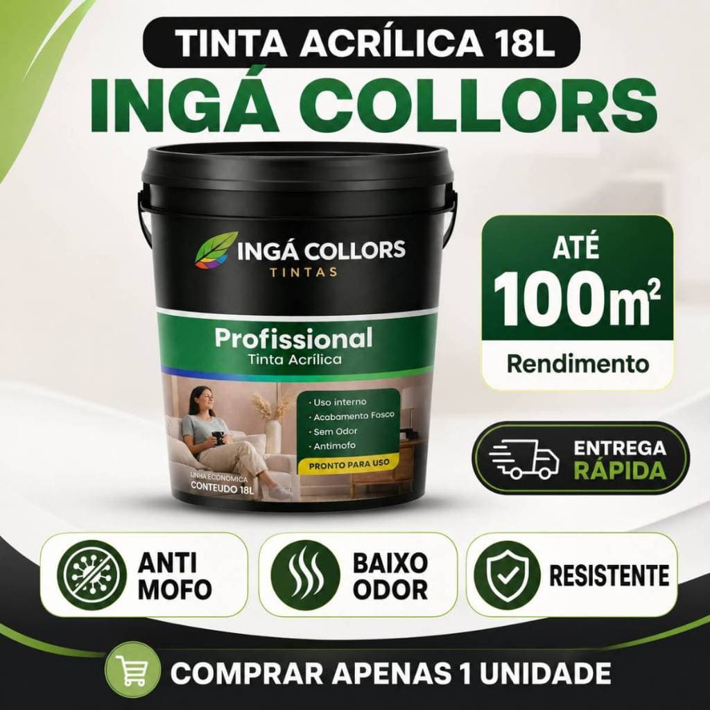 Tinta Acrílica Fosca 18L Alta Cobertura Para Parede Interna Externa Rende Muito Econômica