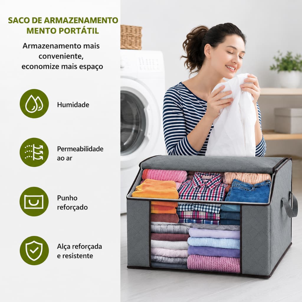 Caixa Organizadora Grande Multiuso Para Edredom Cobertor Casacos Guarda Roupa Anti Poeira Umidade Insetos Ecológica