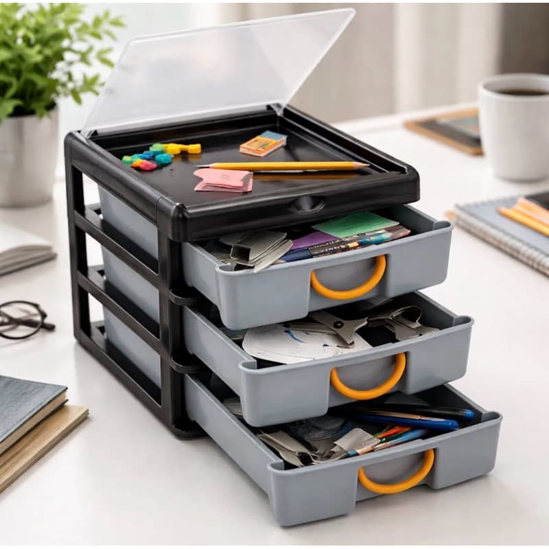 Gaveteiro Organizador Mesa 3 Gavetas Plástico Multiuso Porta