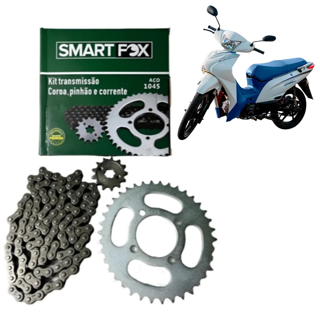 KIT RELAÇÃO TRANSMISSÃO SHINERAY JET 50 JET 125 PHOENIX 50