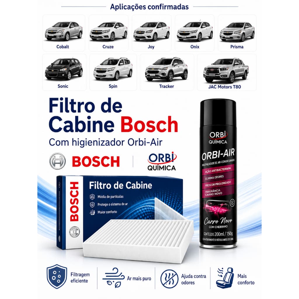 Filtro Cabine Bosch Onix Prisma Cobalt Spin Opção Orbi