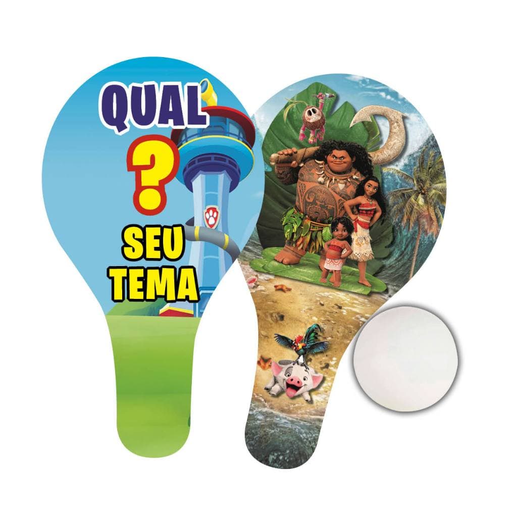 Raquetes Personalizadas Temáticas M1 com Bolinha, Saquinho e Etiquetas - Lembrancinha, Festa, Brinquedo, Jogos