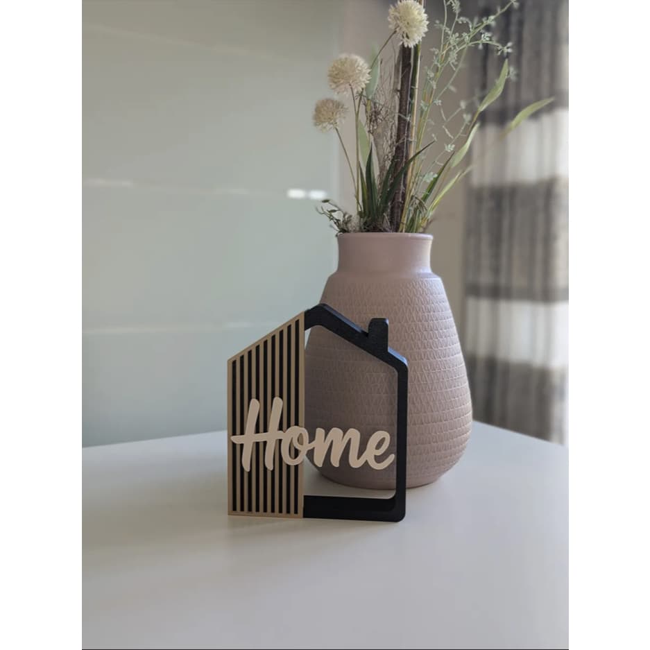 Enfeite Decorativo HOME Minimalista  Preto e Marrom 22x18cm | Decoração Moderna para Sala e Quarto