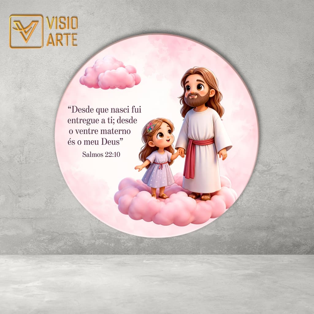 Painel Redondo Sublimado em Tecido 3D  Jesus 09