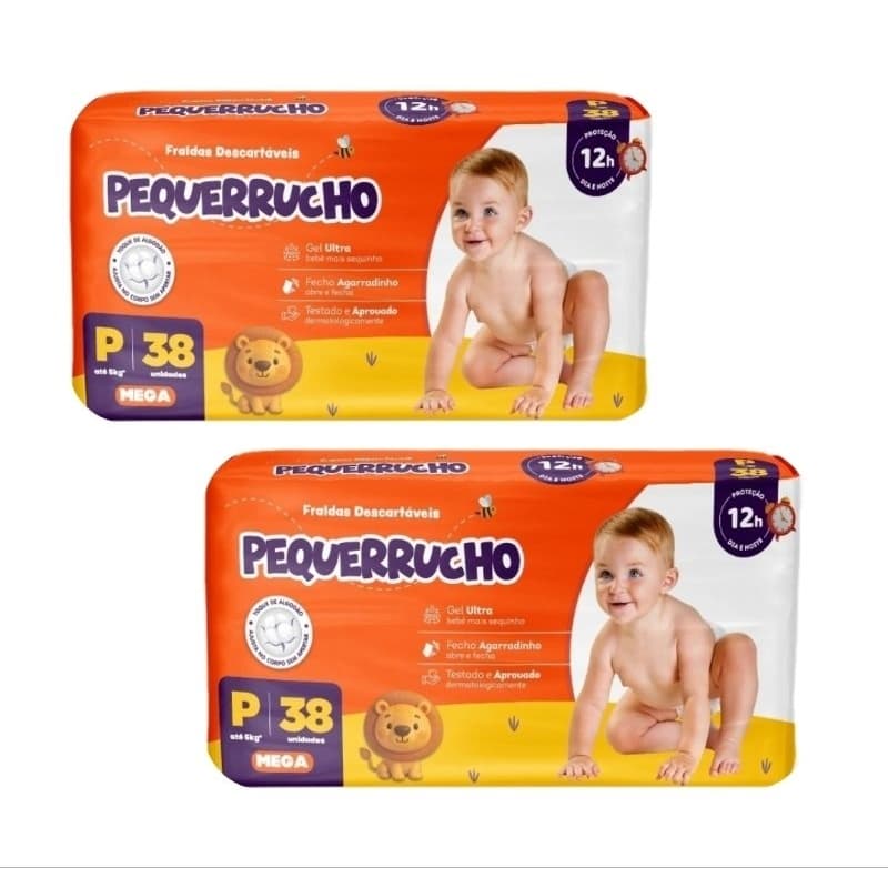 2 pacotes Fralda Pequerrucho P 38 unidades