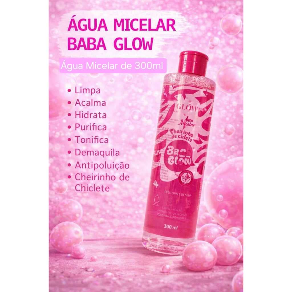 Água Micelar com Cheirinho de Chiclete Glow Makeup com 300ml