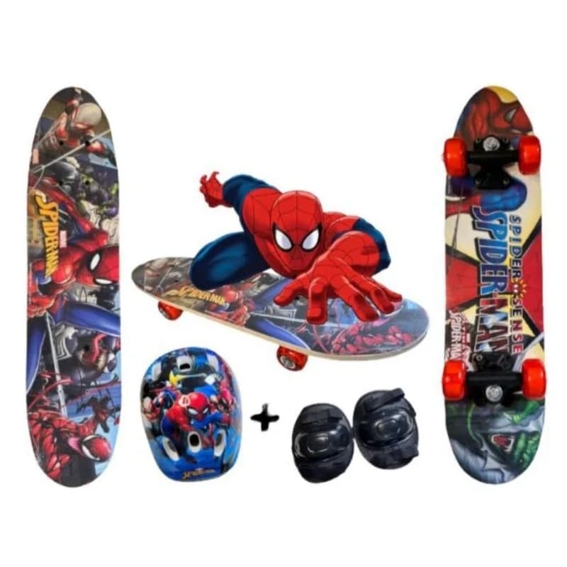 SKATE INFANTIL C/KIT DE SEGURANÇA HOMEN ARANHA