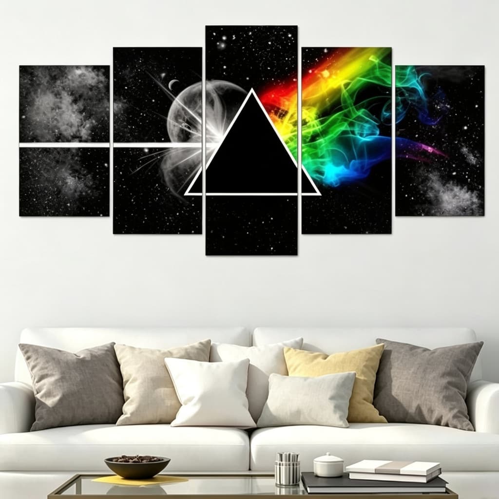 Kit Quadro Mosaico Pink Floyd Prisma  The Dark Side Of The Monn musica 115x60