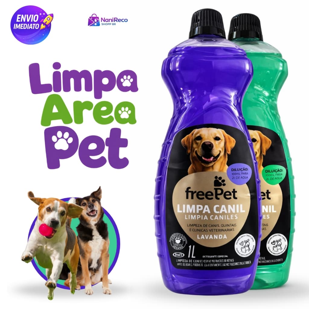 Limpa Canil freePet 1L Desinfetante para Eliminar Odores e Limpar Áreas Pet