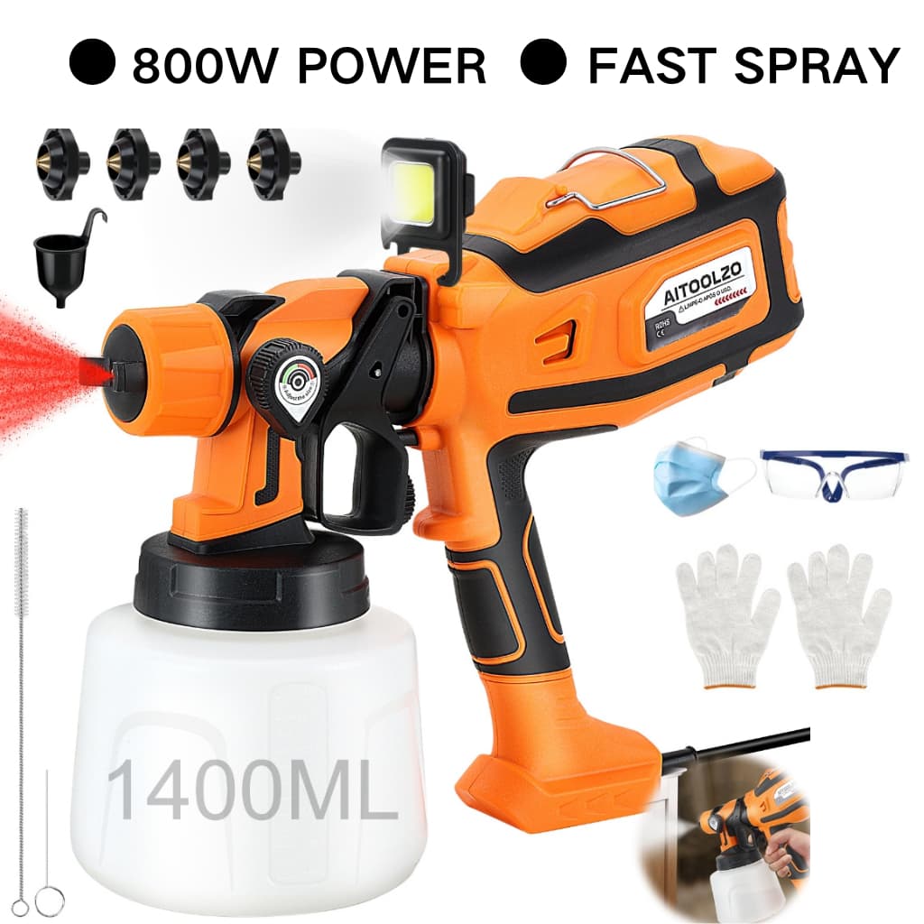 Electric Paint Gun 800W 1400ml Paint Sprayer – Pistola de Pintura Elétrica / Pistola Pintura – AITOOLZO