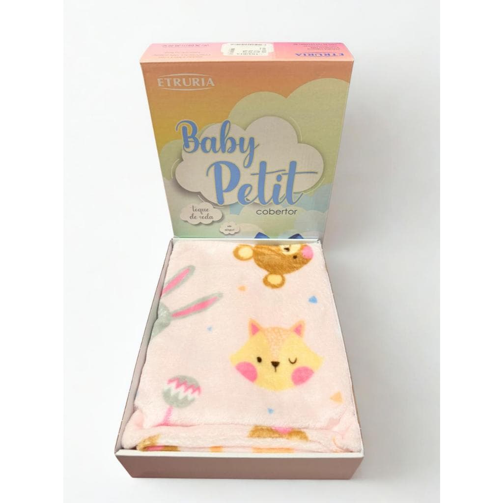 Manta Cobertor Etruria Menina Menino Zoe Rosa Azul Nao alergico Petit Maternidade Animais Urso
