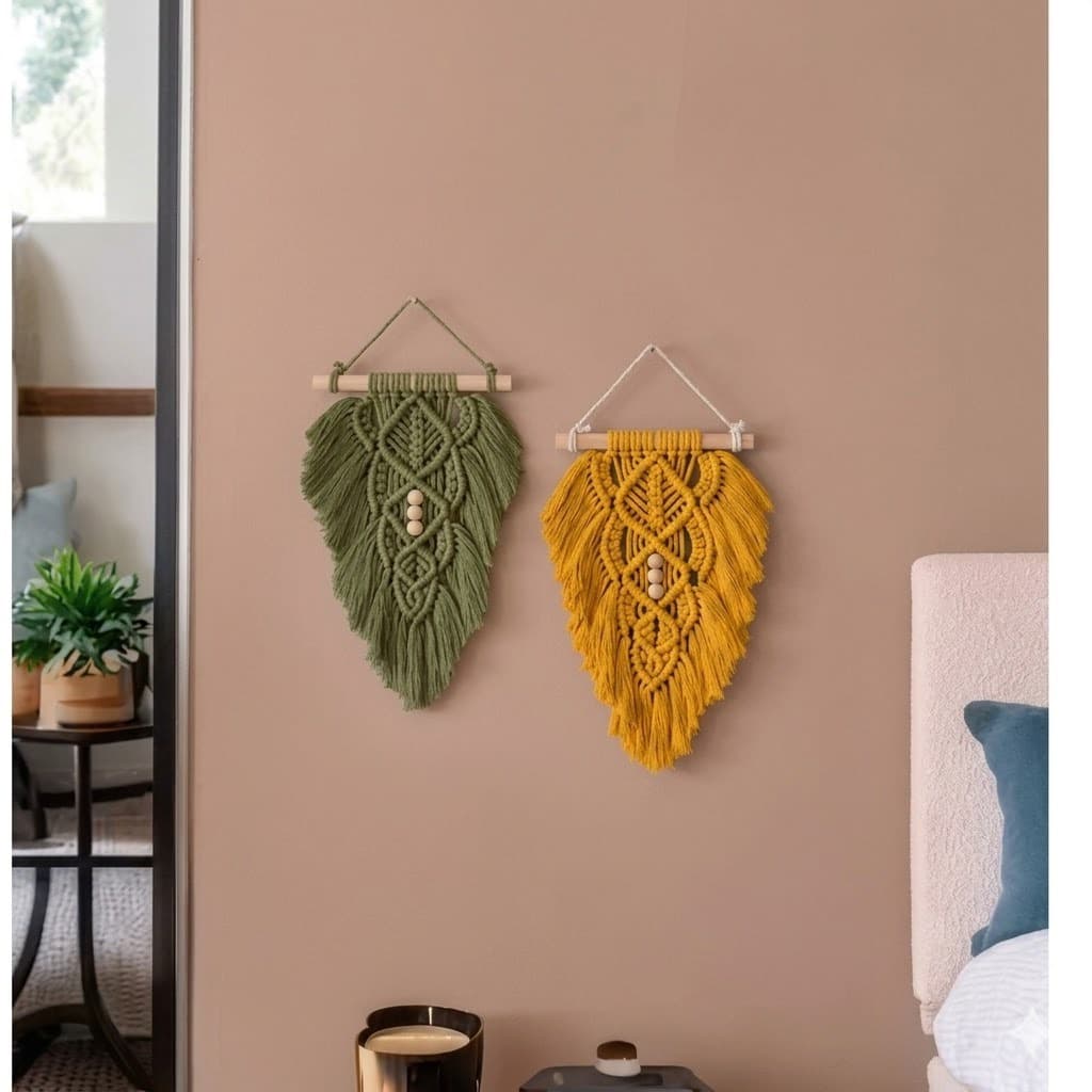 Folha painel Tapeçaria Boho Decorativa em macrame