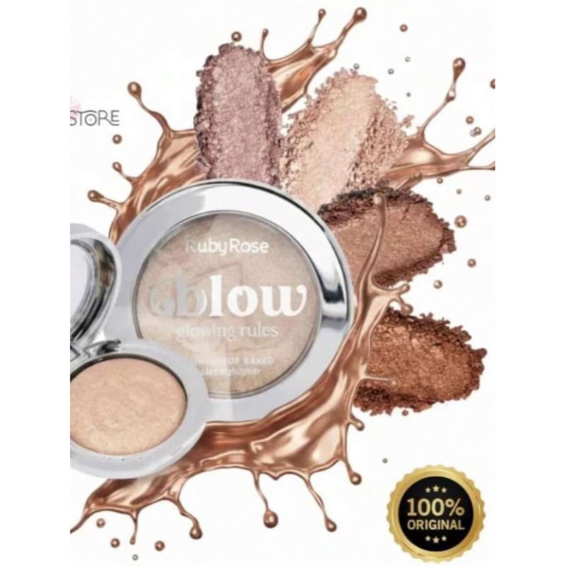 Lançamento Iluminador Compacto Baked Glowing Rules Linha Blow By Ruby Rose HBM704 - Assado / Brilho