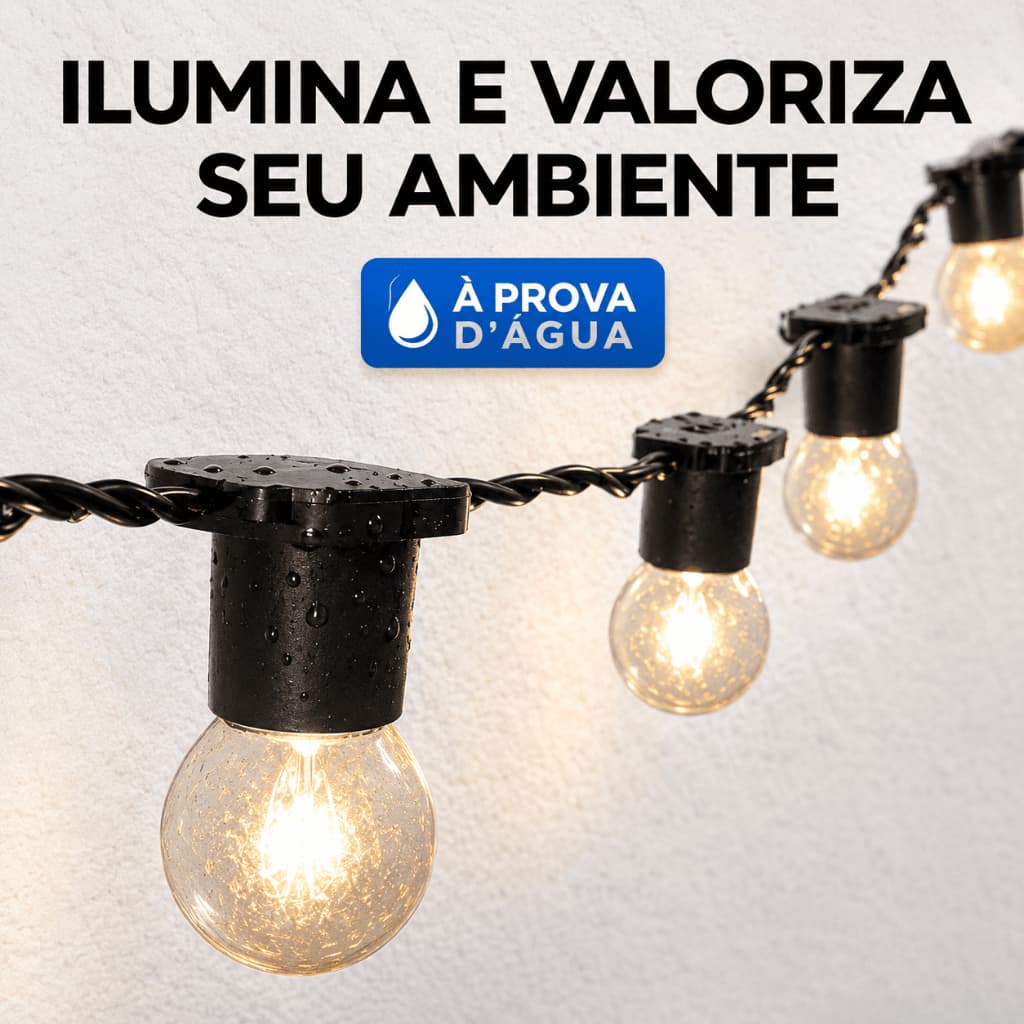 Varal de luzes 10/20/30 metros Sem lâmpadas