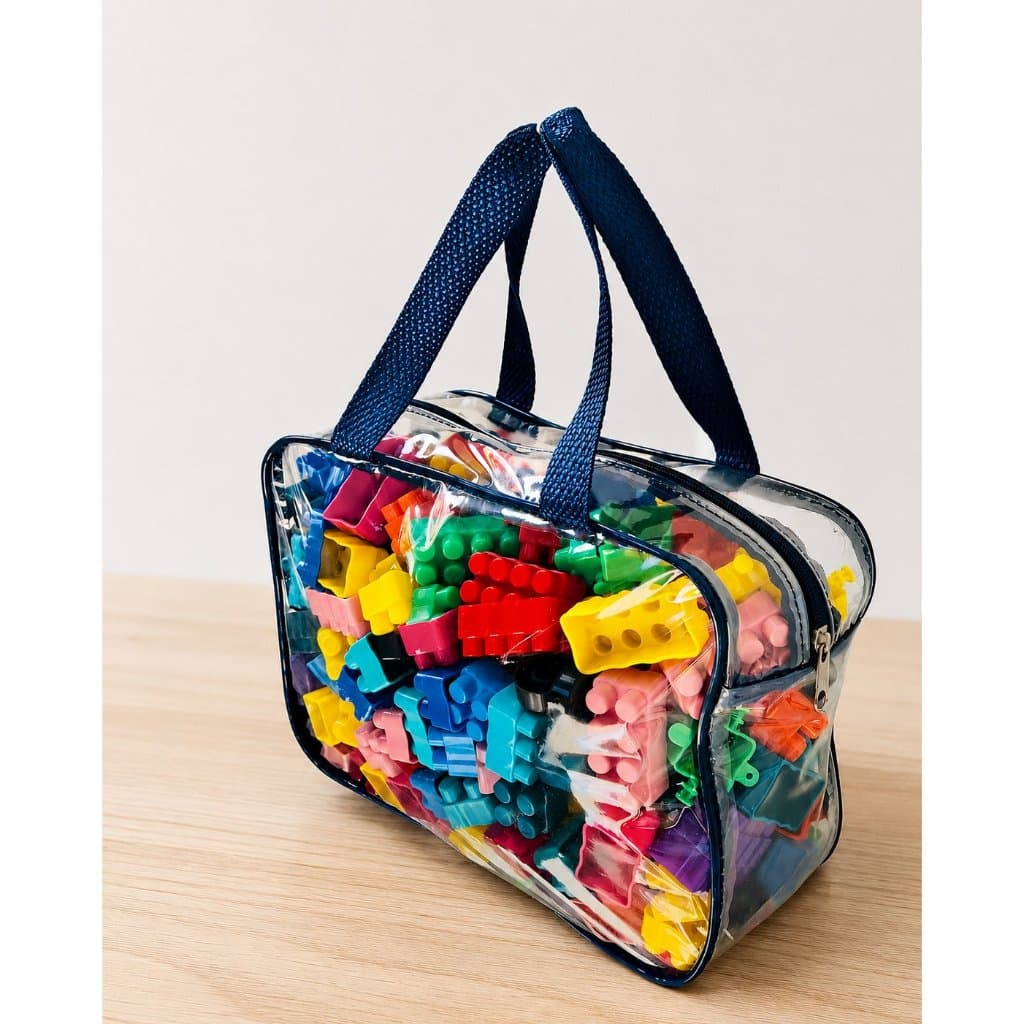 BOLSA DE MULTIBLOCOS COM 300 PEÇAS MULTICOLORIDAS COM RODINHAS