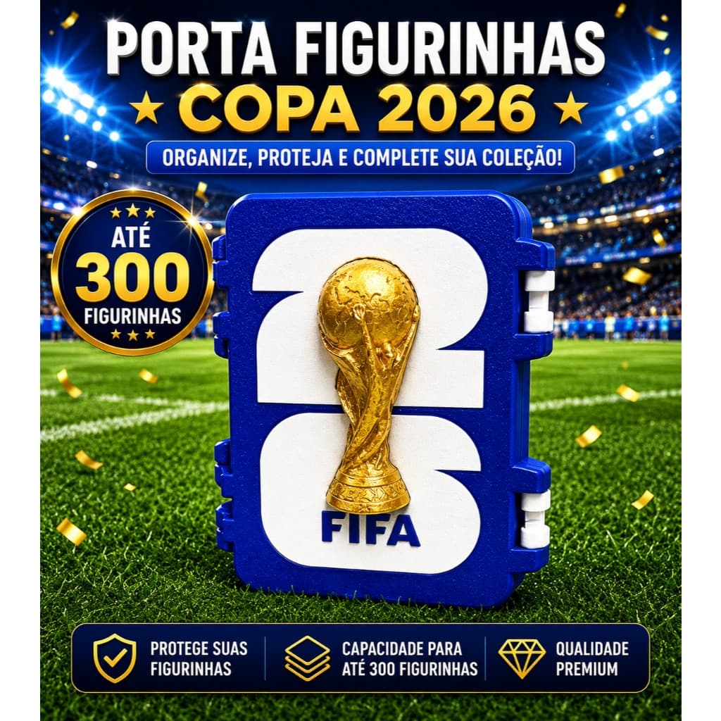 Porta Figurinhas Copa 2026 Estojo Organizador Para Até 300 Figurinhas