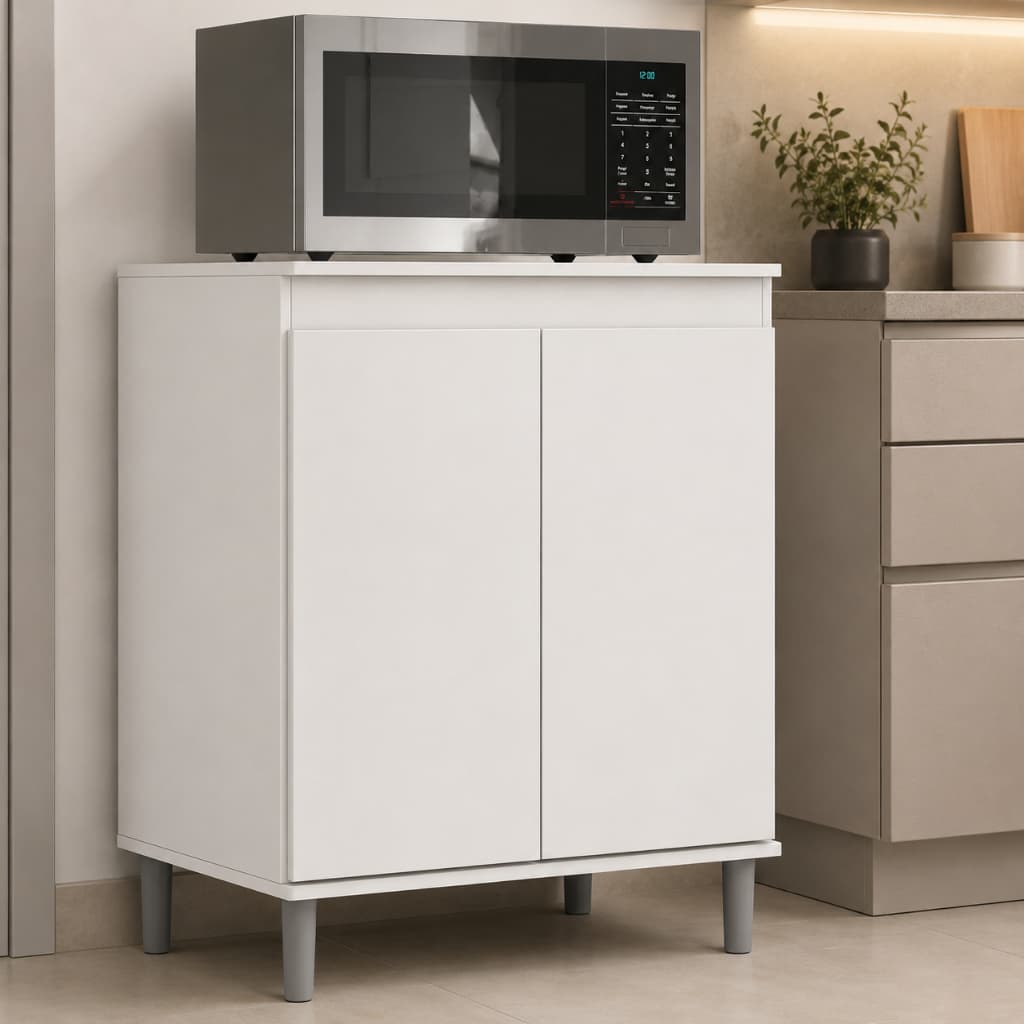 Armário Balcão Cozinha Para Microondas Forno Multiuso Lavanderia 2 Portas MDF/MDP