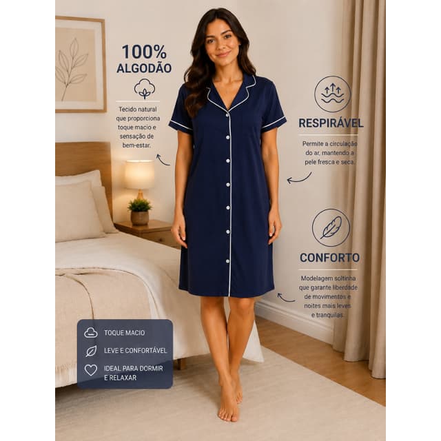 CAMISOLA AMERICANA PIJAMA BOTÃO