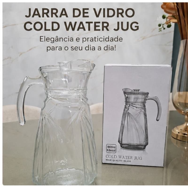 Jarra de Vidro Moderna Suco Agua Drink 1,8l com tampa