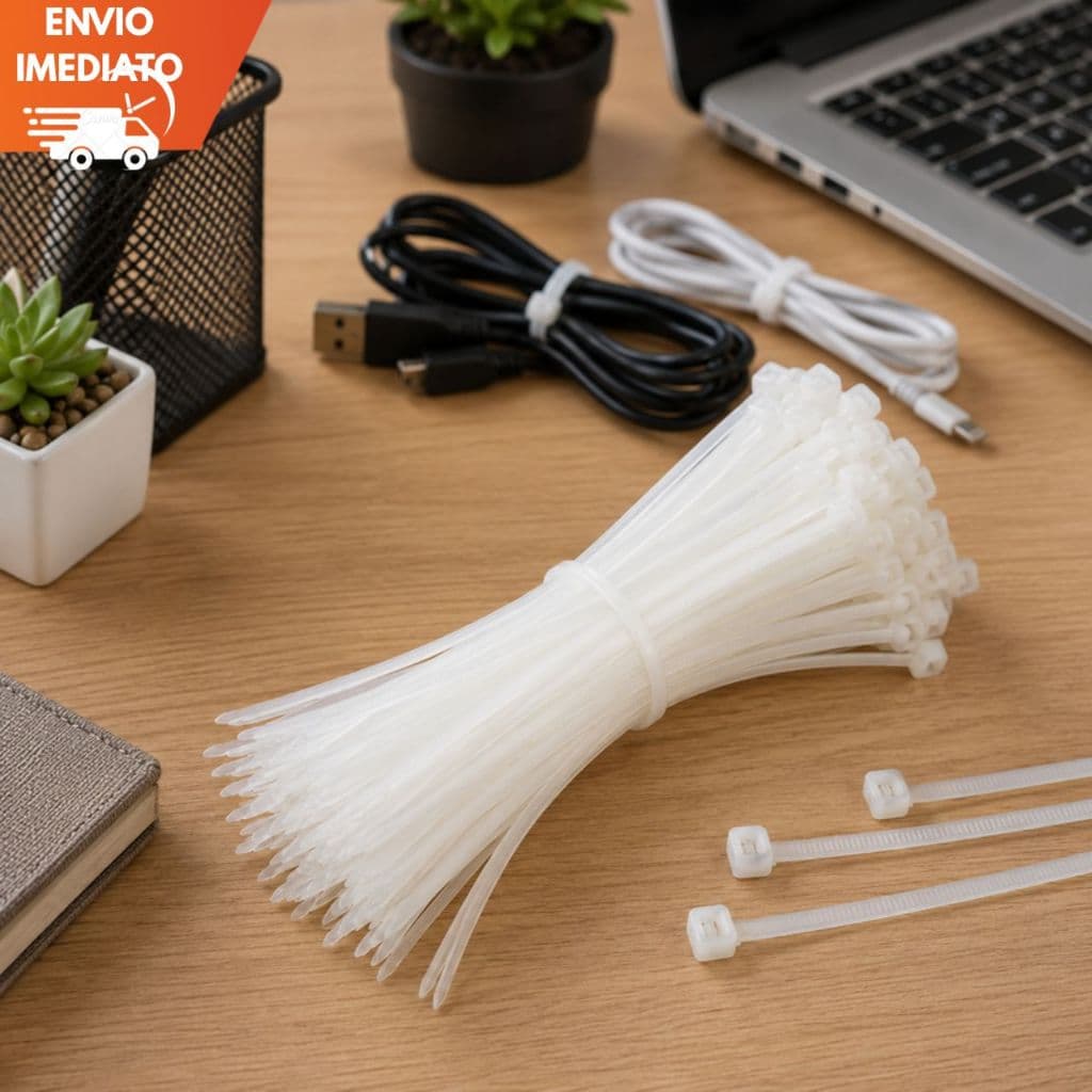 Abraçadeiras Enforca Gato Nylon Branco 2,5x100mm  Organização Cabos