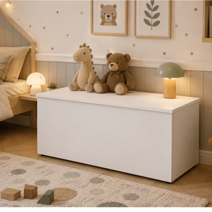 Baú Multiuso Organizador Infantil Adesivado Personagens Espaçoso Decoração Quarto/Brinquedoteca