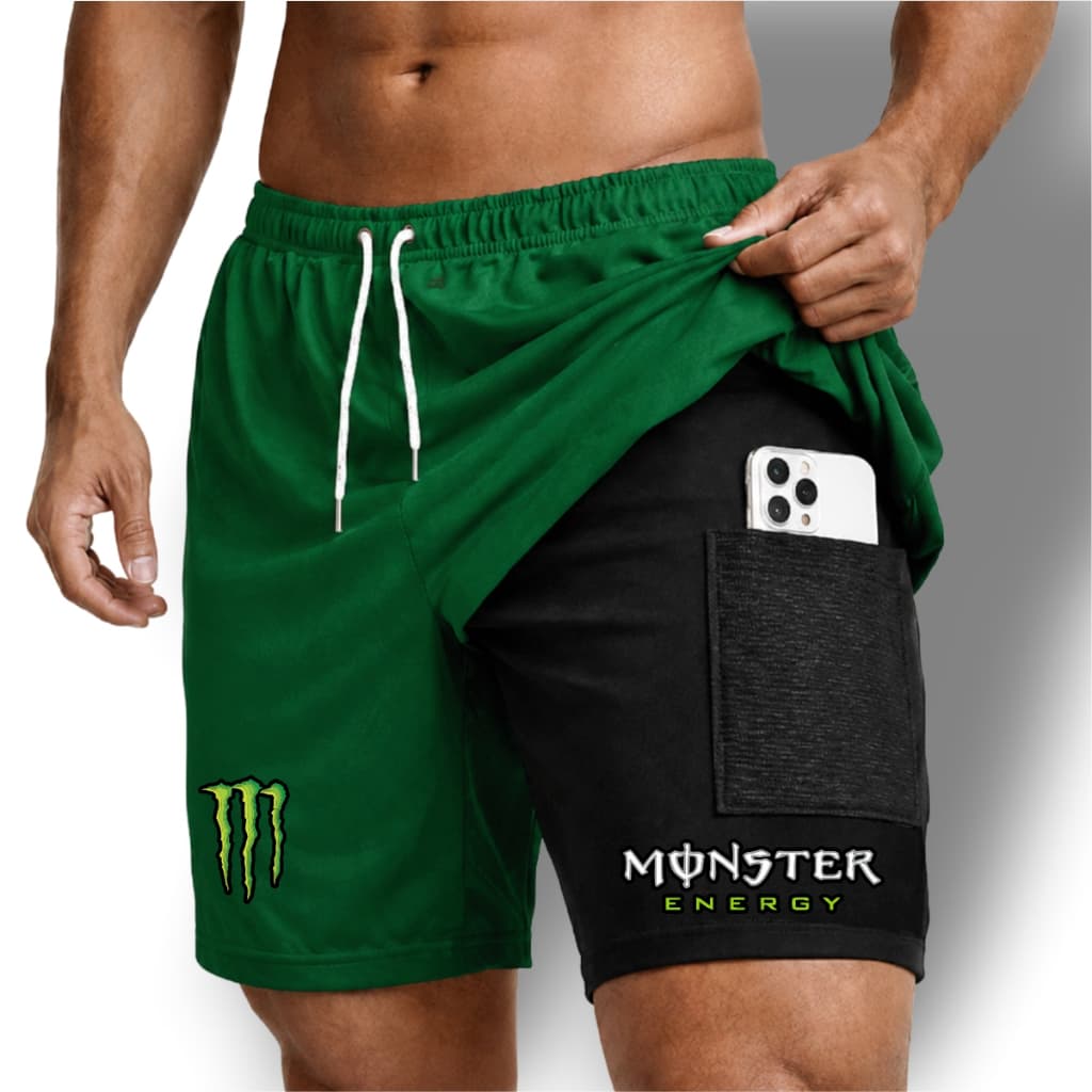 Bermuda De Compressão 2 Em 1 Dry Fit Com Elastano MONSTER, Ideal Para Treinos, Academia