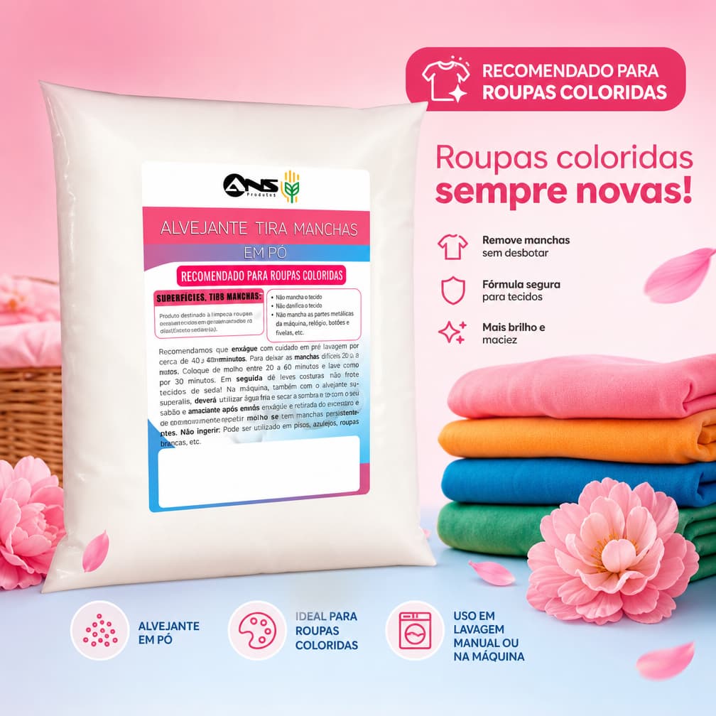 Alvejante Tira Manchas 1kg Sem Cloro Oxigênio Ativo Remove Sujeira Difícil