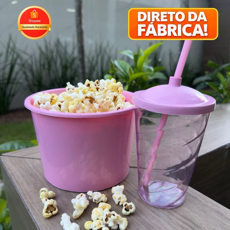 KIT Cinema • 25 Copo Twistter + 25 Balde de pipoca | Festas e Lembrancinhas